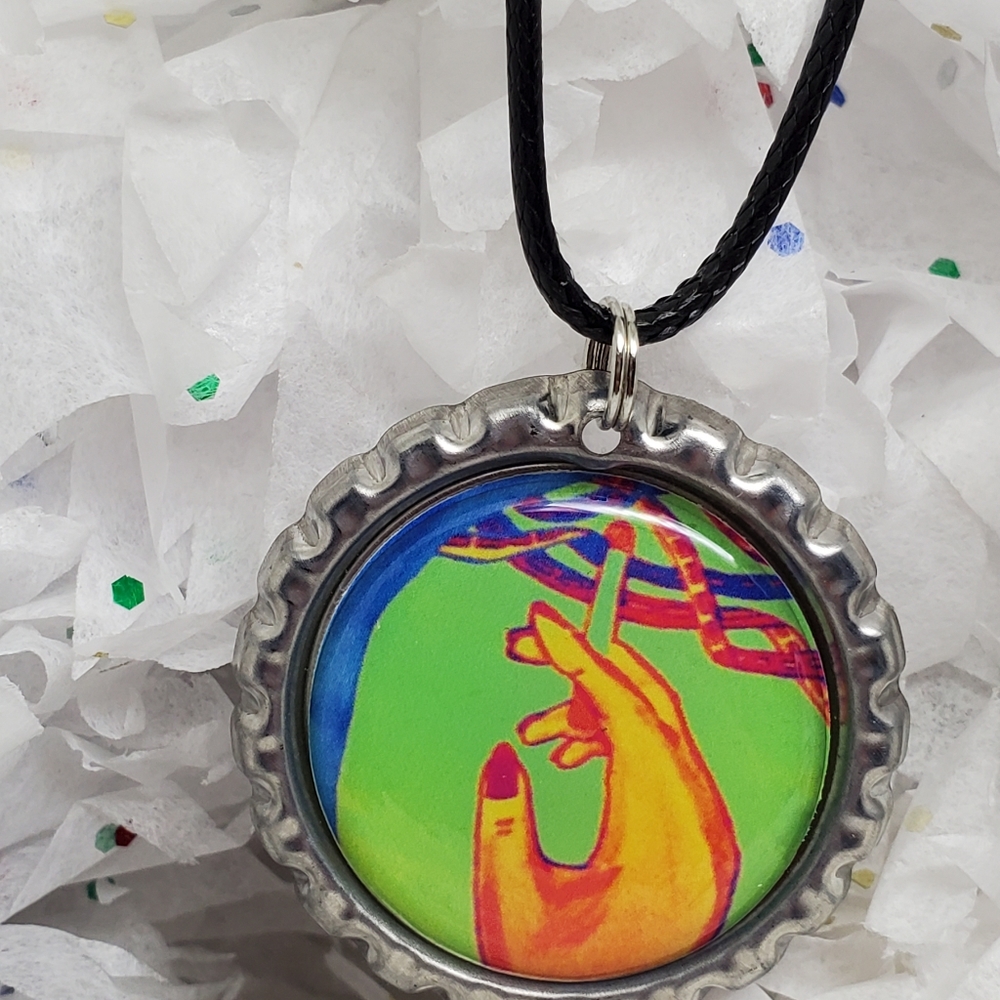 Smoking Pop Art Bottlecap Necklace